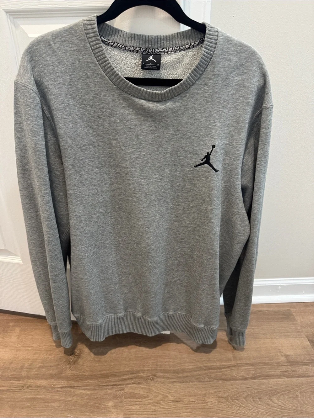 Jordan Grey Crewneck Sweatshirt with Black Jumpman